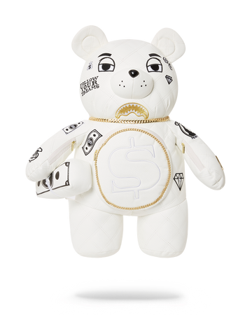 SPRAYGROUND® BACKPACK RIVIERA LE BLANC GOLD CHAIN MONEYBEAR TEDDYBEAR BACKPACK