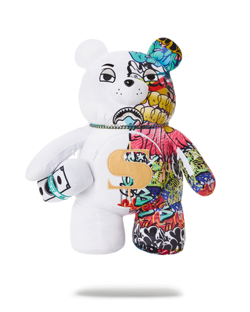 Sprayground Couture Bear White & Grey Backpack