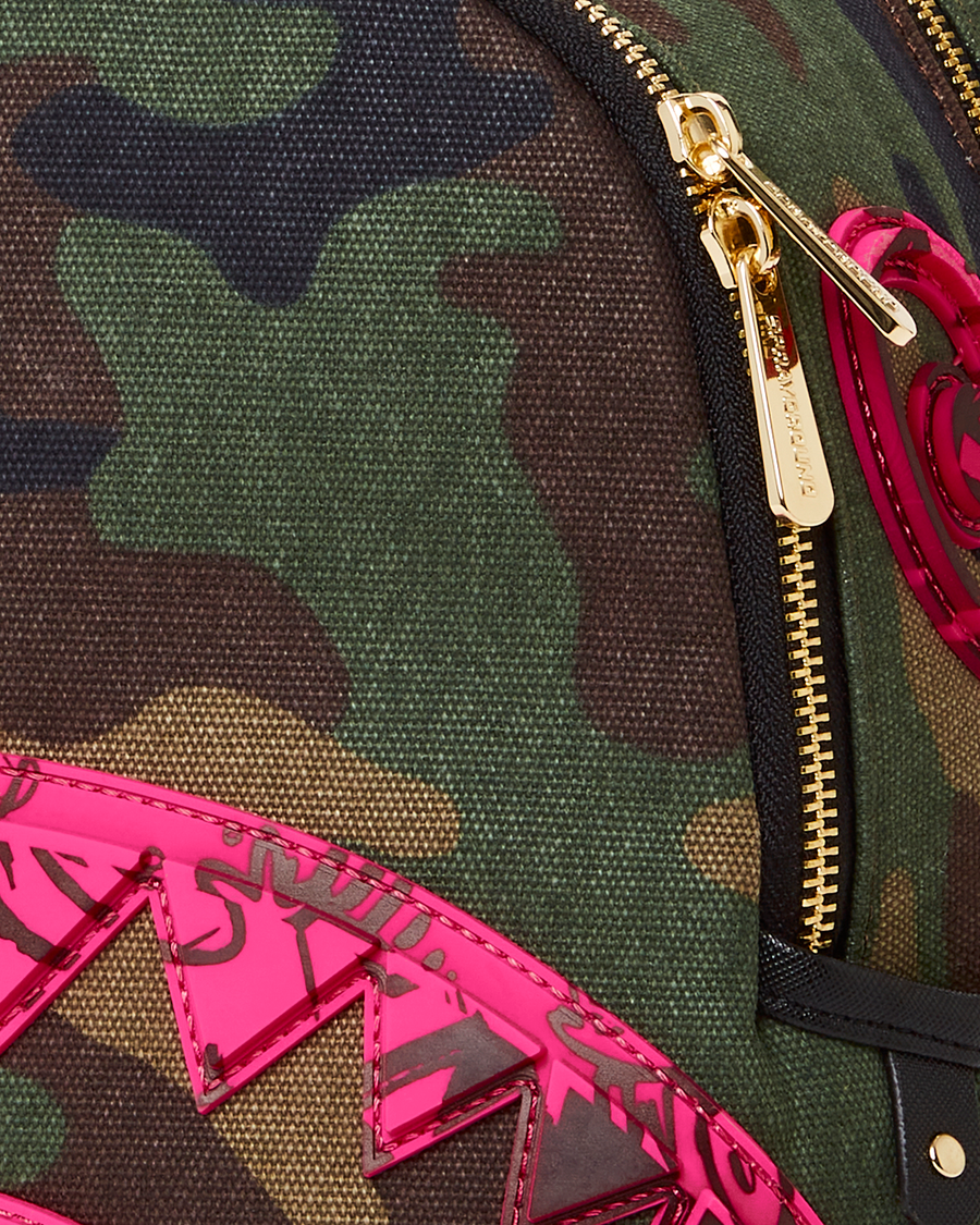 SPRAYGROUND DROP ZONE BACKPACK - Camo Bag w/ Pink Shark Mouth - Limited  Edition