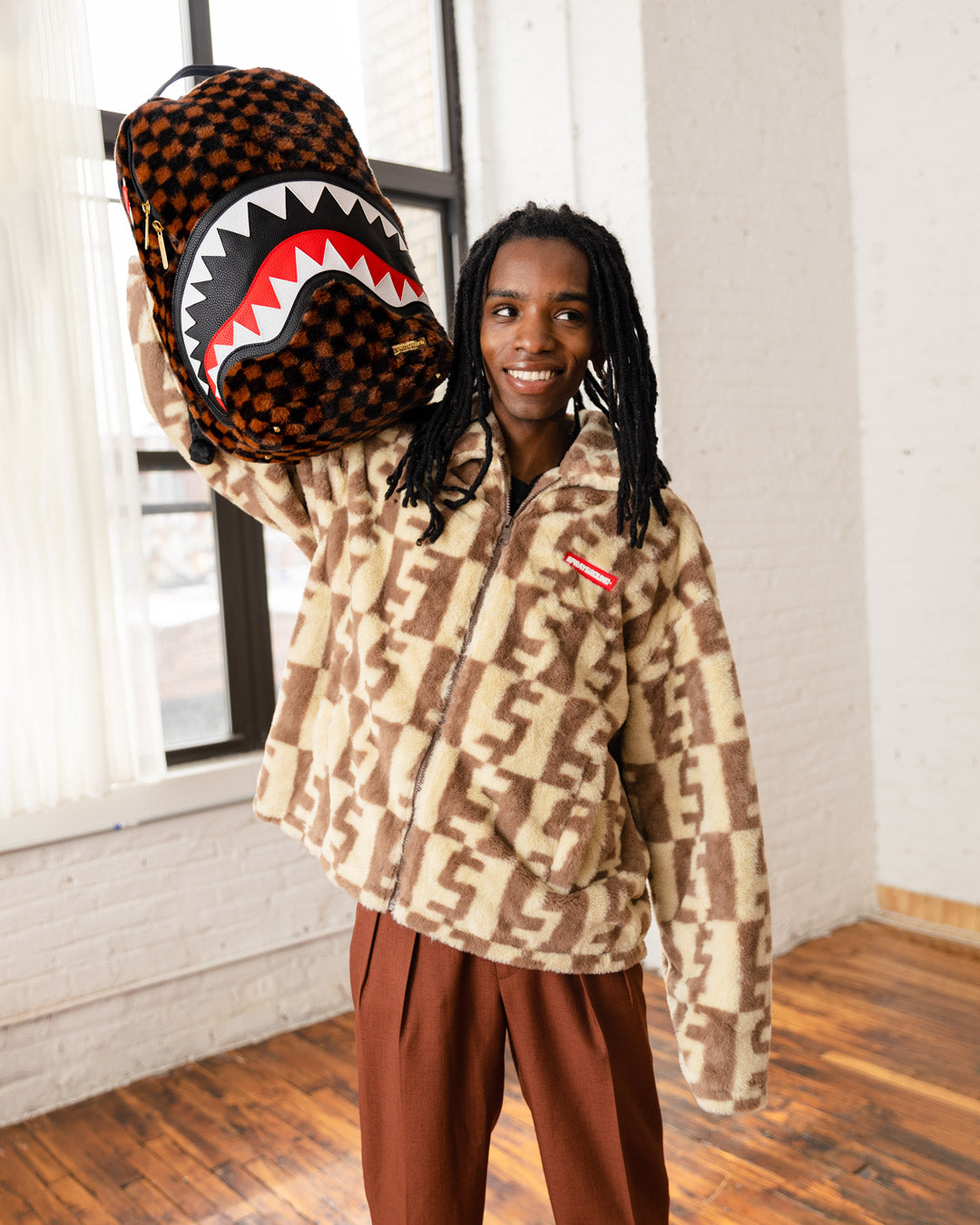 SPRAYGROUND: Fur Sharks in Paris Checkered Backpack