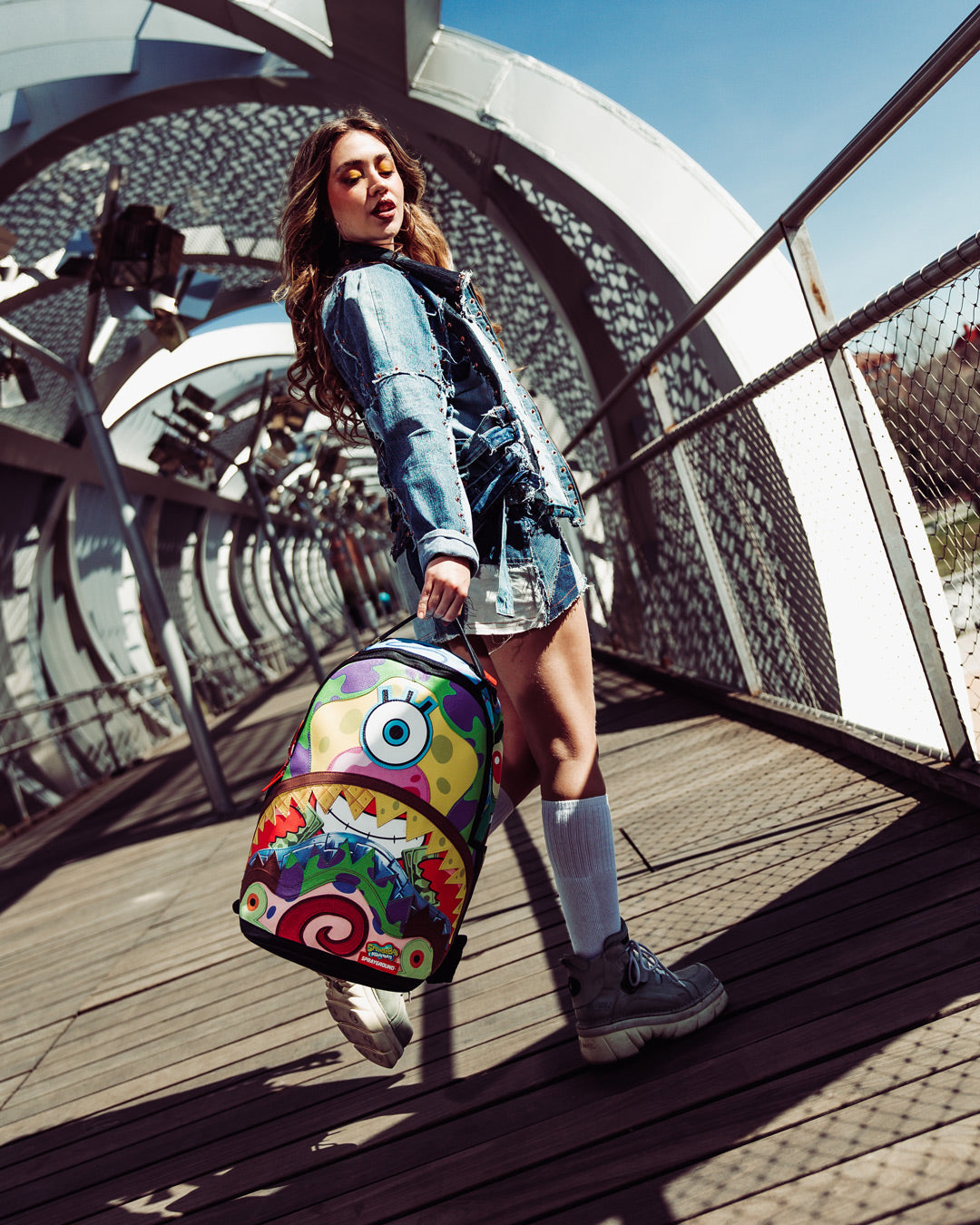 Sprayground x Sponge Bob Half Sponge Sharkmouth Backpack · Slide Culture