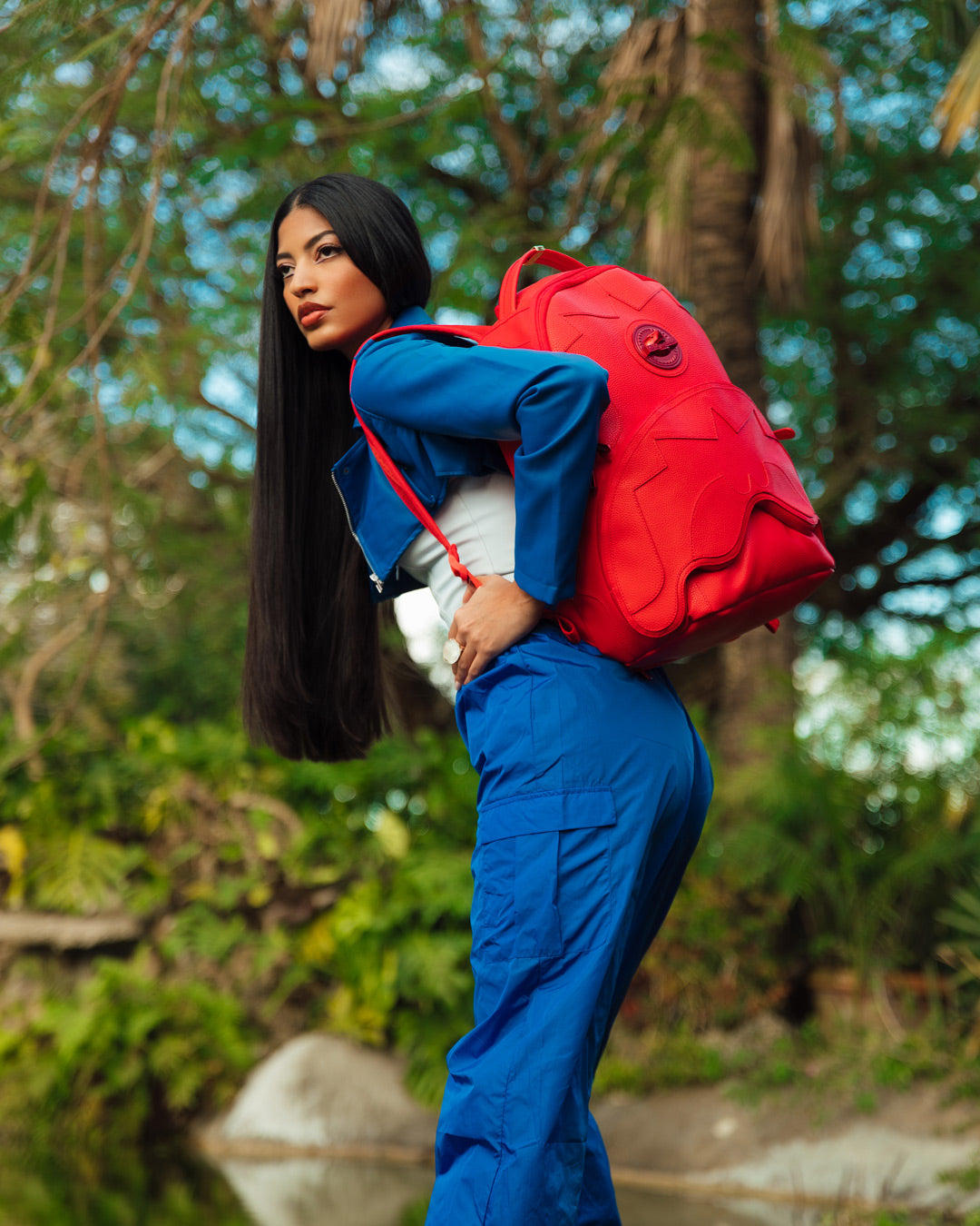 sprayground backpack red