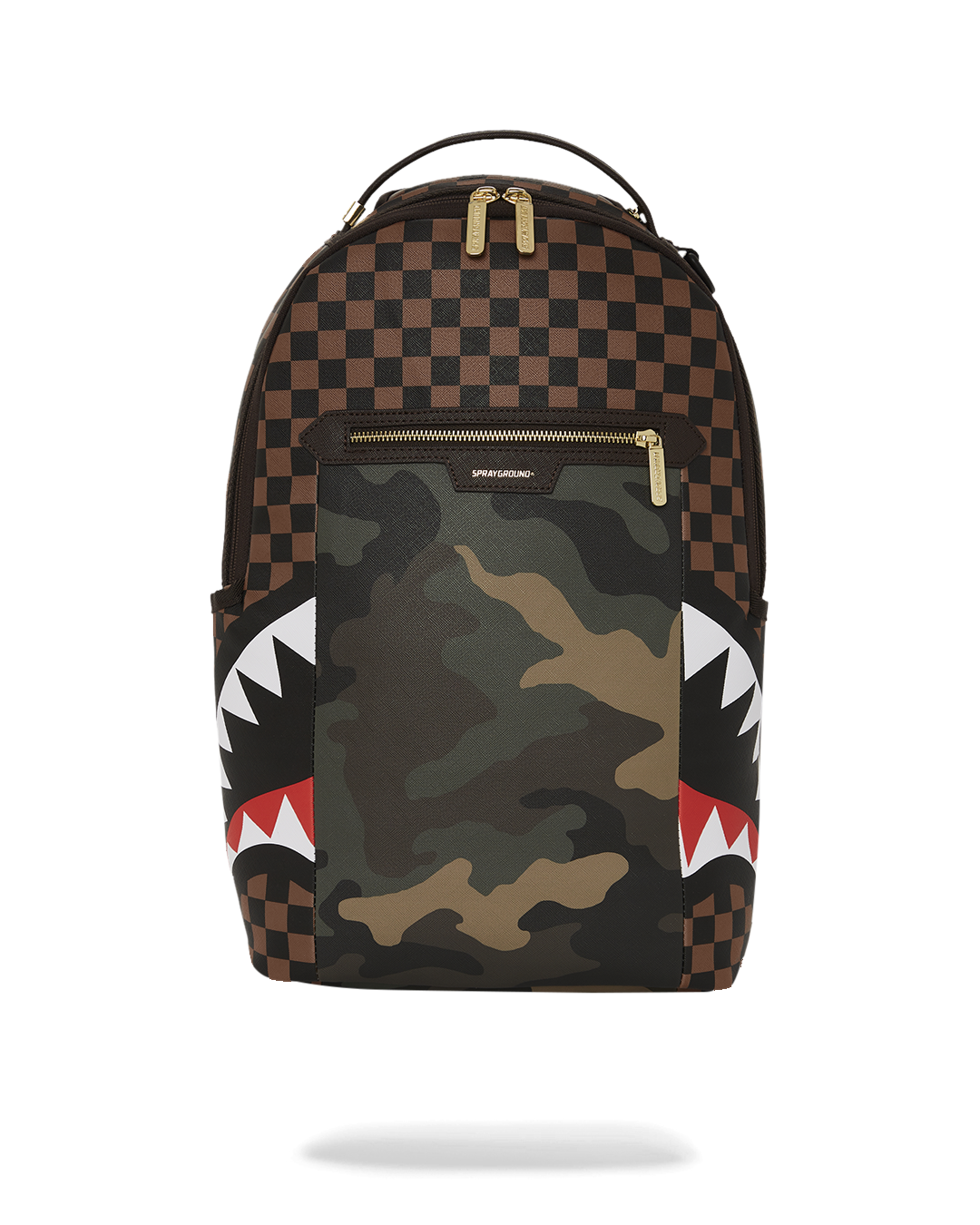 SPRAYGROUND® BACKPACK EXTERIOR GOLD ZIP POCKET SHARKS IN PARIS BACKPACK (DLXV)