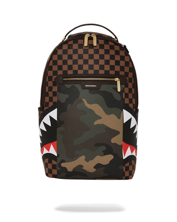 SPRAYGROUND® BACKPACK EXTERIOR GOLD ZIP POCKET SHARKS IN PARIS BACKPACK (DLXV)