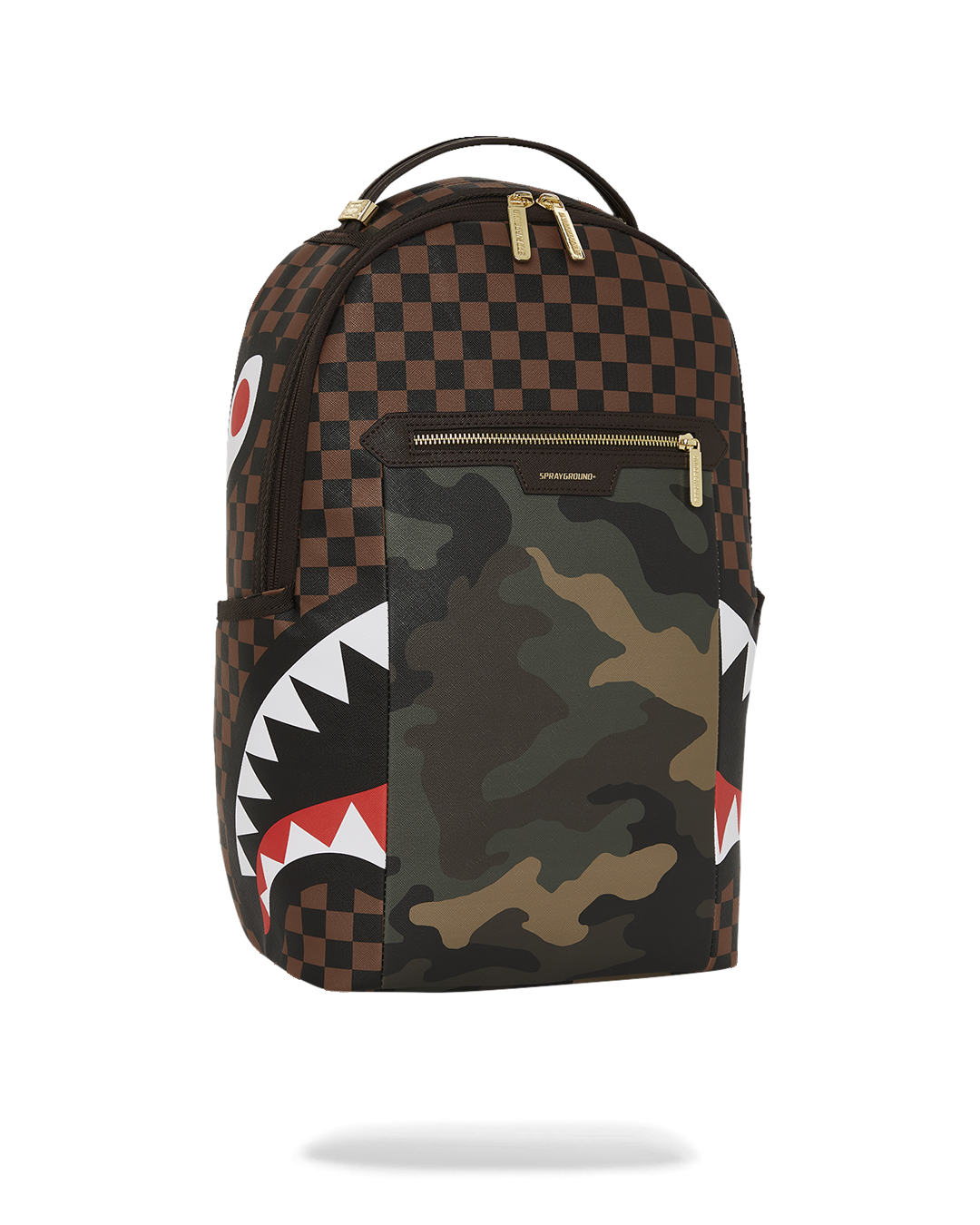 SPRAYGROUND® BACKPACK EXTERIOR GOLD ZIP POCKET SHARKS IN PARIS BACKPACK (DLXV)