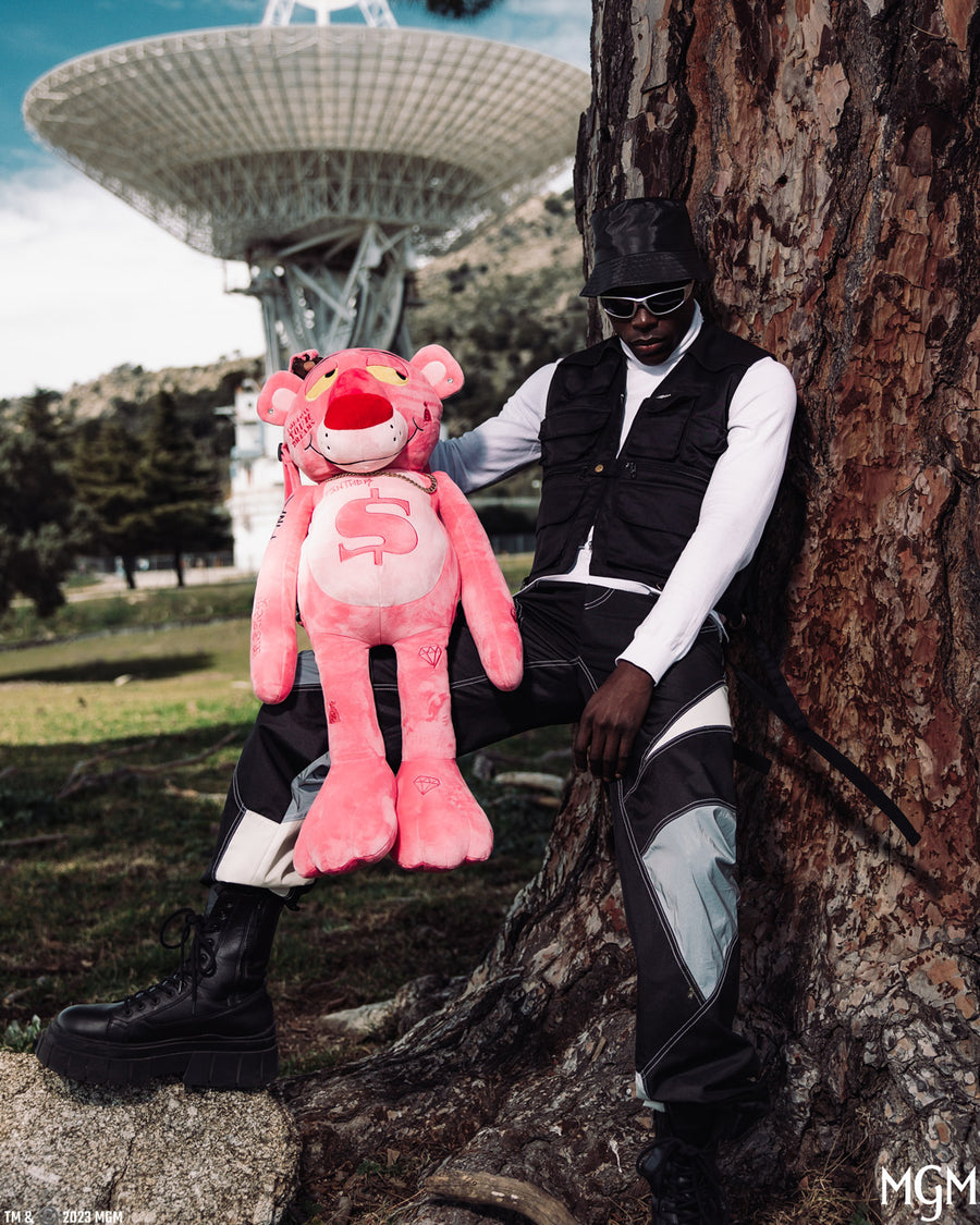 SPRAYGROUND® TEDDY BEAR PINK PANTHER UP TO NO GOOD TEDDY BEAR BACKPACK