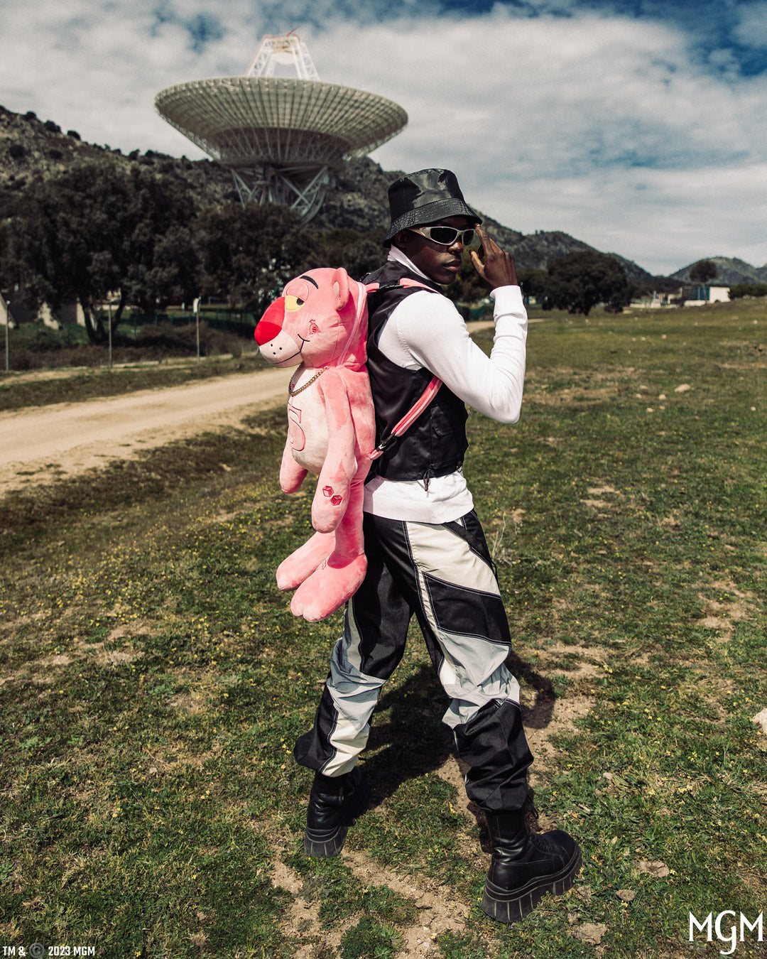 SPRAYGROUND® TEDDY BEAR PINK PANTHER UP TO NO GOOD TEDDY BEAR BACKPACK