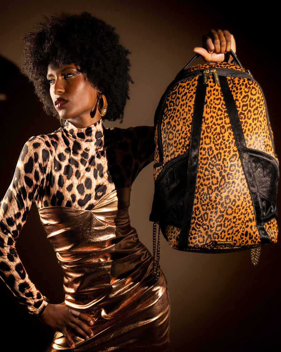 SPRAYGROUND® BACKPACK A.I.8 AFRICAN INTELLIGENCE LEOPARD FUR SHARK BACKPACK