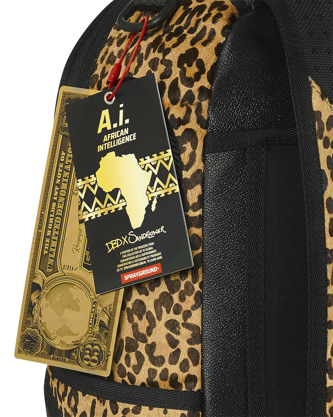 SPRAYGROUND® BACKPACK A.I.8 AFRICAN INTELLIGENCE LEOPARD FUR SHARK BACKPACK