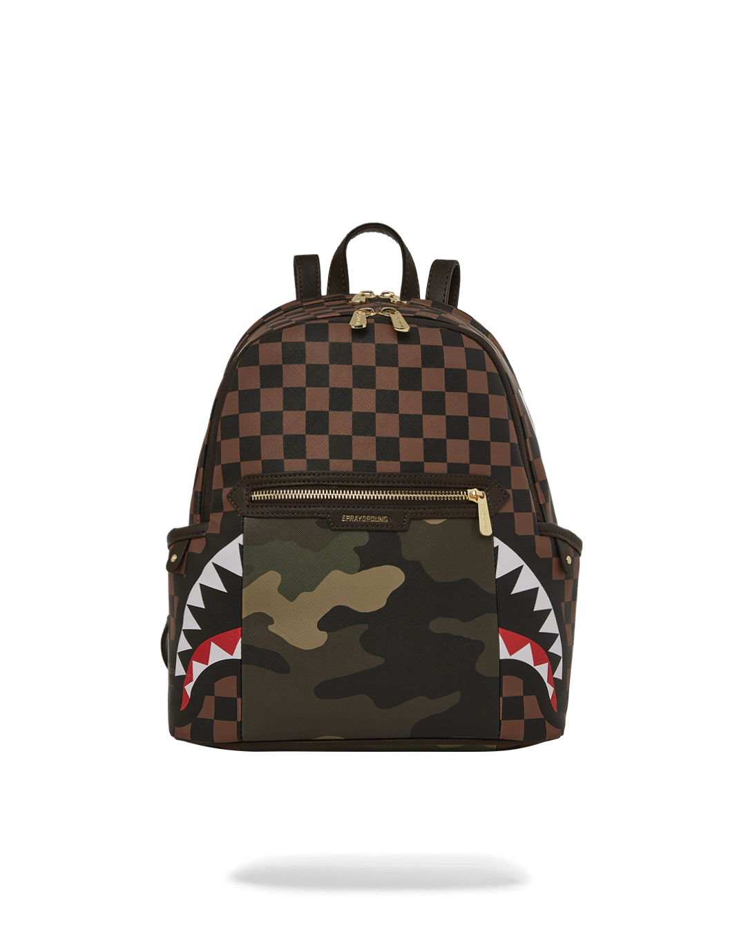 SPRAYGROUND® BACKPACK EXTERIOR GOLD ZIP POCKET SHARKS IN PARIS SAVAGE BACKPACK