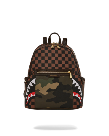 SPRAYGROUND® BACKPACK EXTERIOR GOLD ZIP POCKET SHARKS IN PARIS SAVAGE BACKPACK