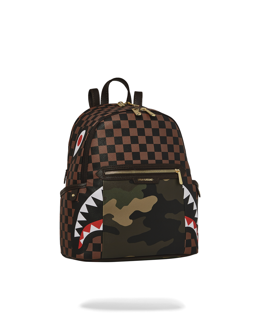 SPRAYGROUND® BACKPACK EXTERIOR GOLD ZIP POCKET SHARKS IN PARIS SAVAGE BACKPACK