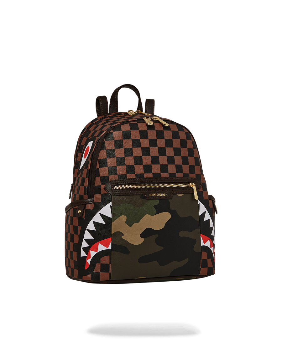 Sprayground Exterior Gold Zip Pocket Sharks in Paris Savage