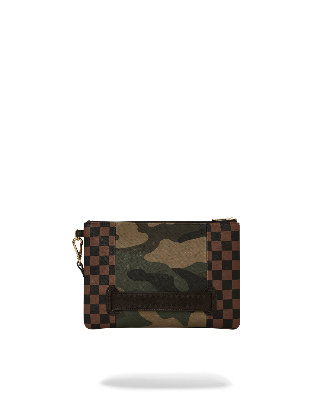 SPRAYGROUND® POUCHETTE EXTERIOR GOLD ZIP POCKET SHARKS IN PARIS CROSSOVER CLUTCH