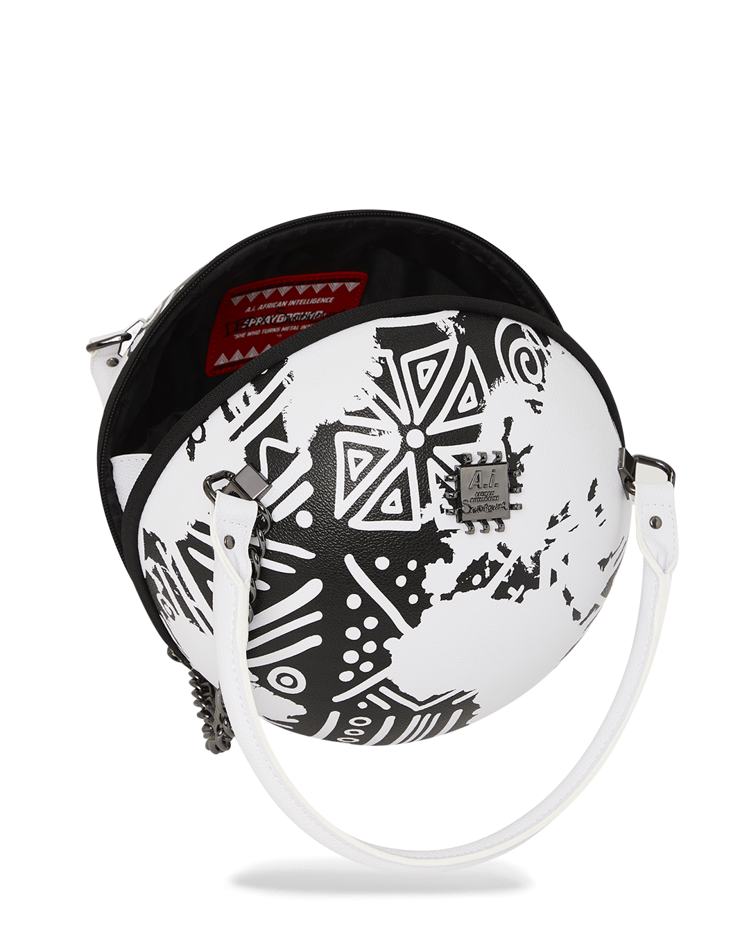 SPRAYGROUND® HANDBAG A.I.8 AFRICAN INTELLIGENCE - ORIGIN STORY GLOBE BAG