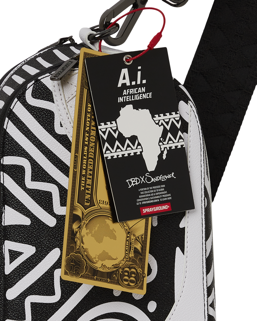 SPRAYGROUND® SLING A.I.8 AFRICAN INTELLIGENCE - ORIGIN STORY BACKPACK SLING