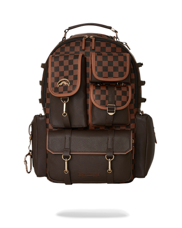 Sprayground Brown Checkered Backpack Shark In Paris Monogram School Books  Bag