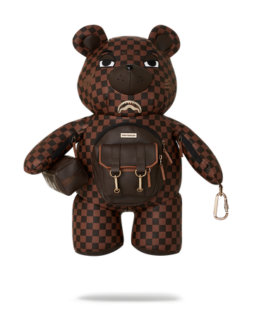 SPRAYGROUND® BACKPACK SPECIAL OPS BROWN CHECKERED MONEYBEAR TEDDYBEAR BACKPACK