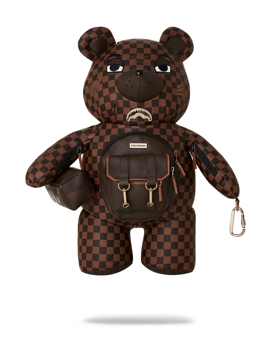 SPRAYGROUND® BACKPACK SPECIAL OPS BROWN CHECKERED MONEYBEAR TEDDYBEAR BACKPACK