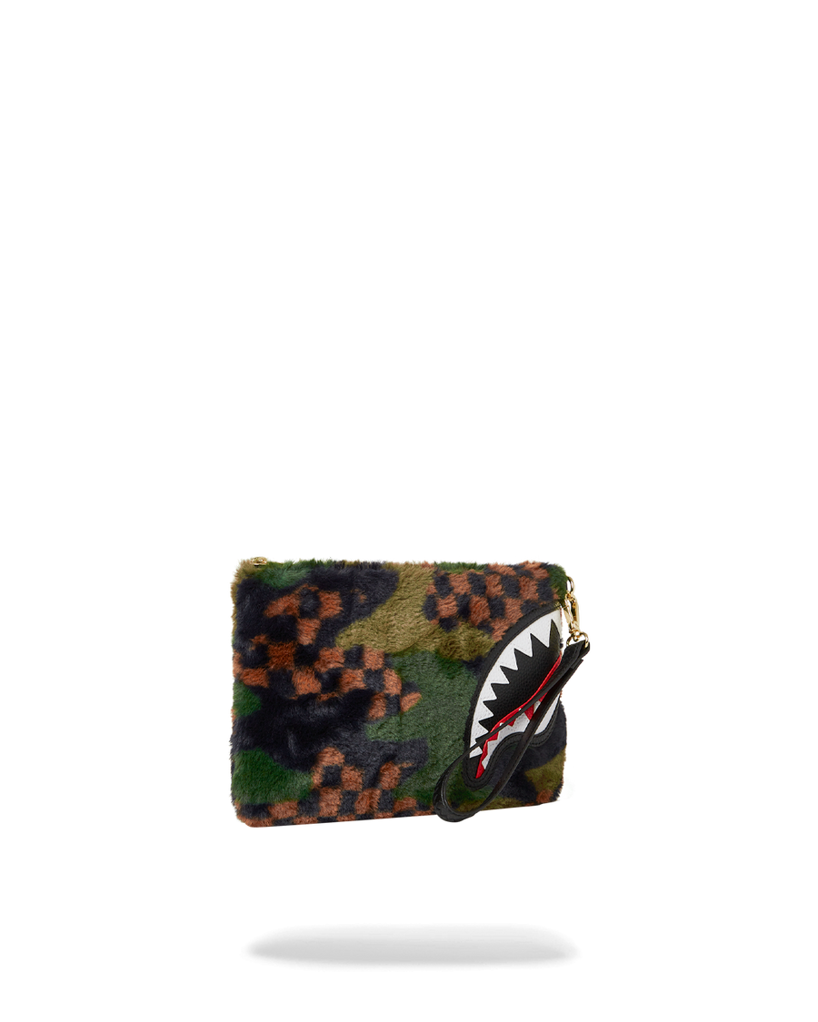 SPRAYGROUND® POUCHETTE 3AM GREEN FURR CROSSOVER CLUTCH