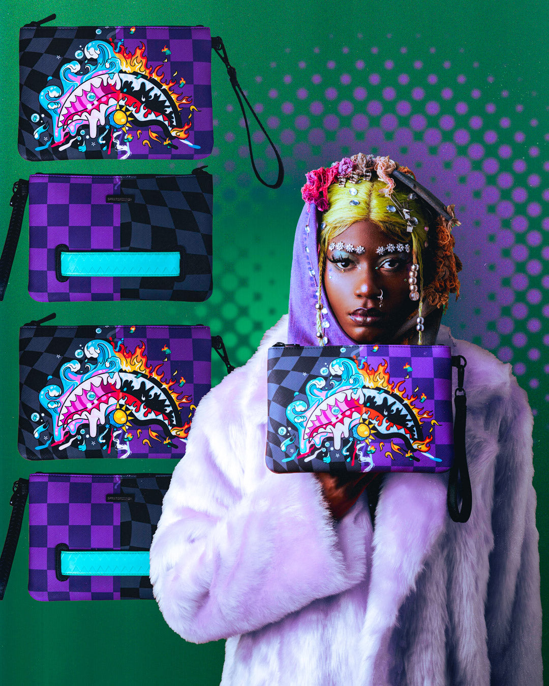 SPRAYGROUND® POUCHETTE CRAZY EYES CROSSOVER CLUTCH