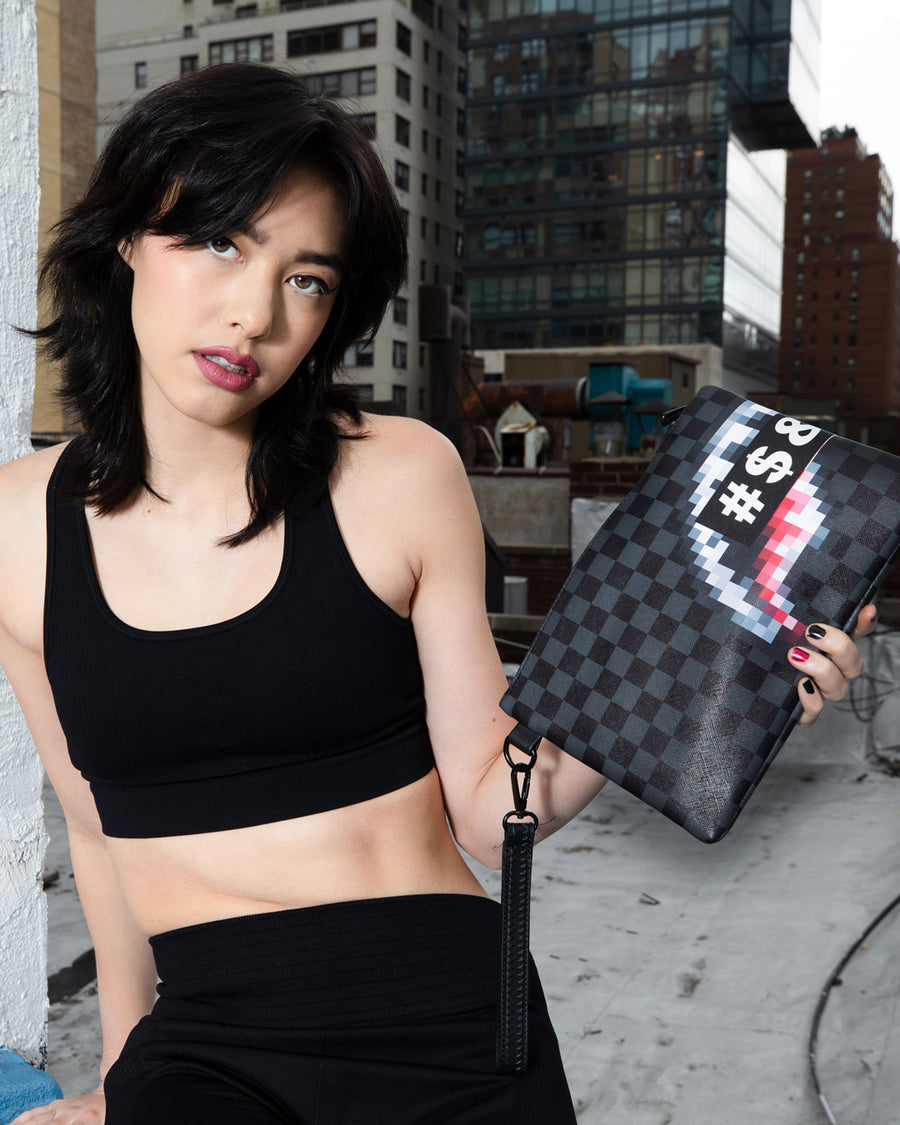 SPRAYGROUND® POUCHETTE CENSORED SHARK CROSSOVER CLUTCH