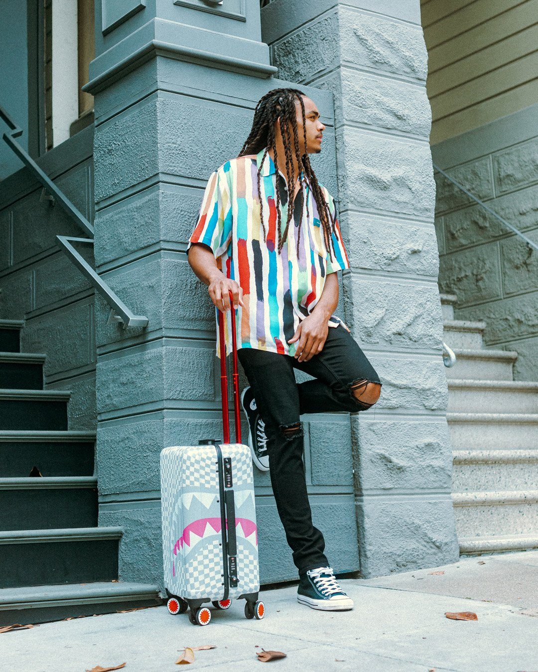 SPRAYGROUND® LUGGAGE ROSE ALL DAY LA PALAIS SHARKNAUTICS HARDSHELL CARRY-ON LUGGAGE