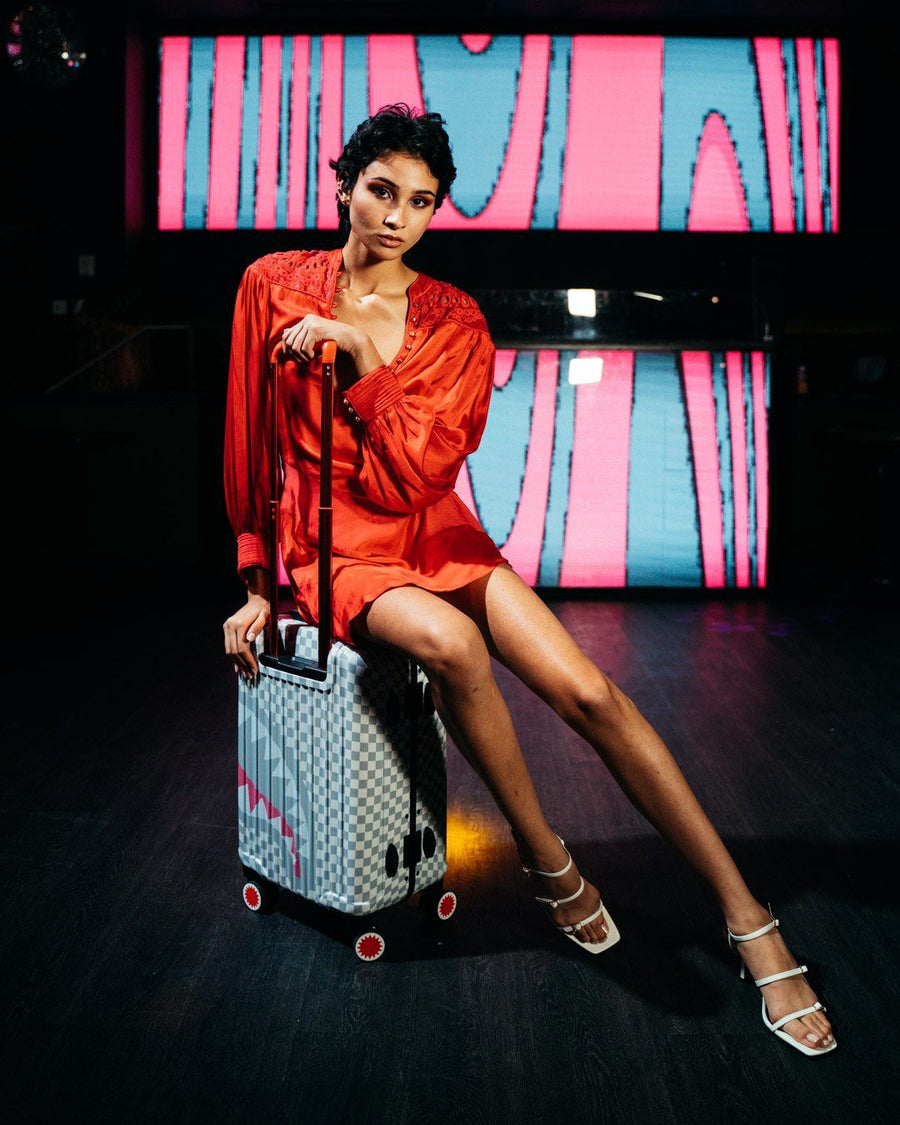 SPRAYGROUND® LUGGAGE ROSE ALL DAY LA PALAIS SHARKNAUTICS HARDSHELL CARRY-ON LUGGAGE