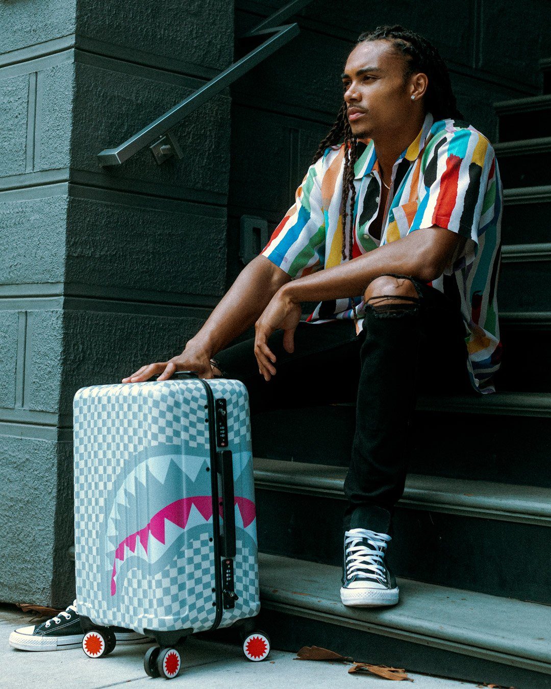 SPRAYGROUND® LUGGAGE ROSE ALL DAY LA PALAIS SHARKNAUTICS HARDSHELL CARRY-ON LUGGAGE
