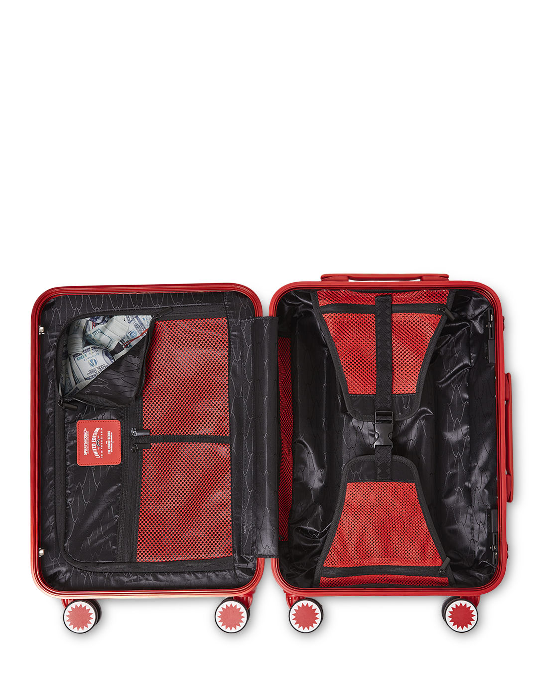 SPRAYGROUND® LUGGAGE MOLDED SHARKITECTURE RED HARDSHELL CARRY-ON LUGGAGE