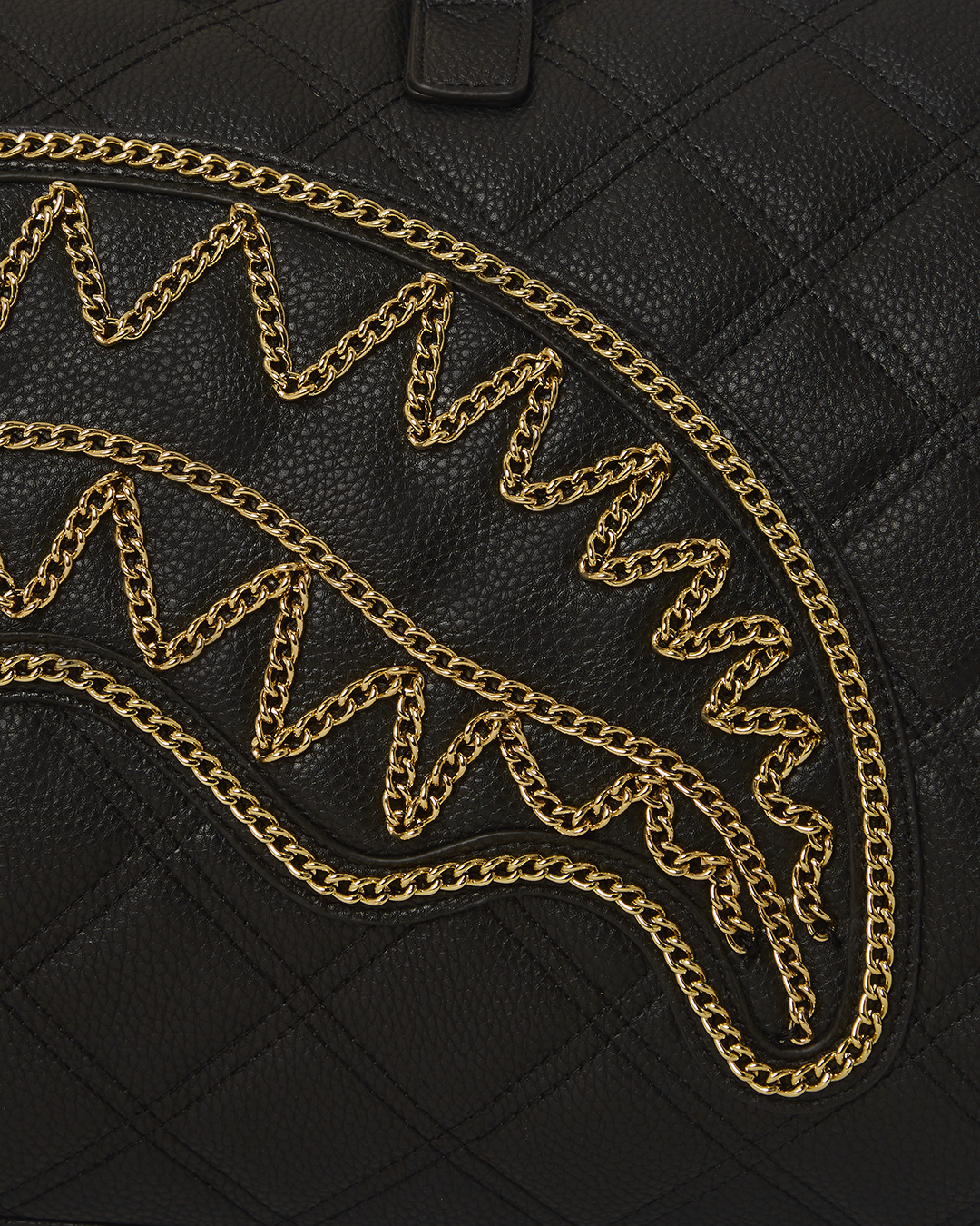 SPRAYGROUND® DUFFLE NOIR QUILT GOLD CHAIN SHARK DUFFLE