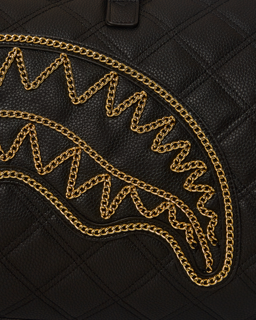 SPRAYGROUND® DUFFLE NOIR QUILT GOLD CHAIN SHARK DUFFLE