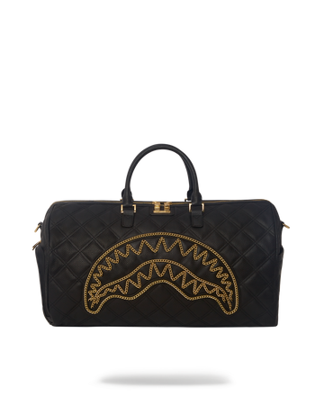 SPRAYGROUND® DUFFLE NOIR QUILT GOLD CHAIN SHARK DUFFLE