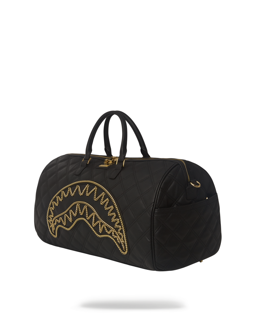 SPRAYGROUND® DUFFLE NOIR QUILT GOLD CHAIN SHARK DUFFLE
