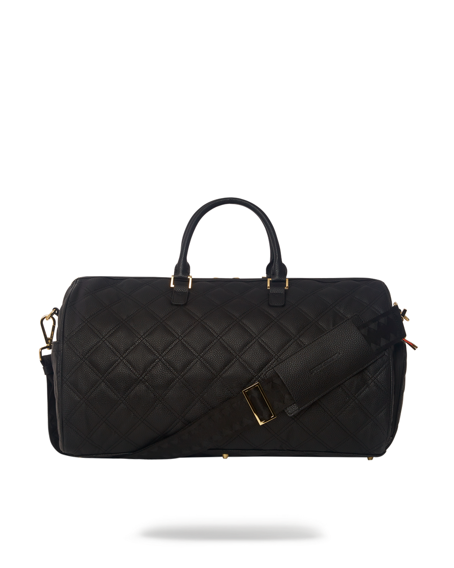 SPRAYGROUND® DUFFLE NOIR QUILT GOLD CHAIN SHARK DUFFLE