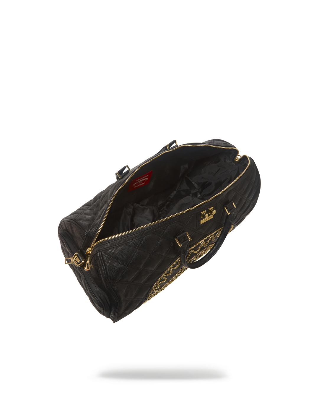 SPRAYGROUND® DUFFLE NOIR QUILT GOLD CHAIN SHARK DUFFLE