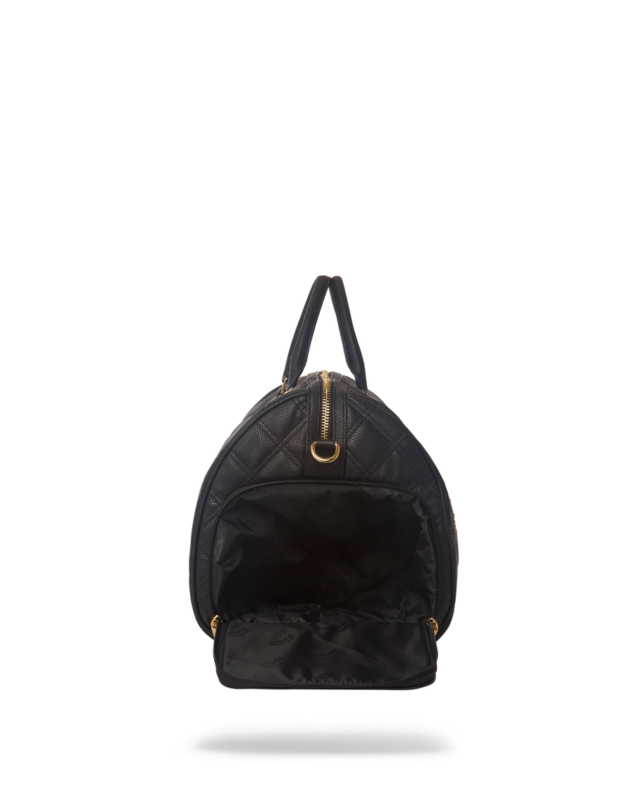 SPRAYGROUND® DUFFLE NOIR QUILT GOLD CHAIN SHARK DUFFLE