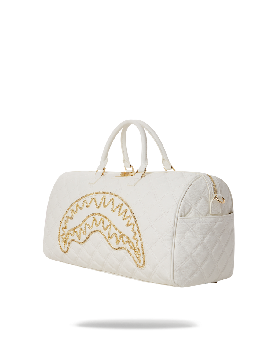 SPRAYGROUND® DUFFLE RIVIERA LE BLANC GOLD CHAIN SHARK DUFFLE
