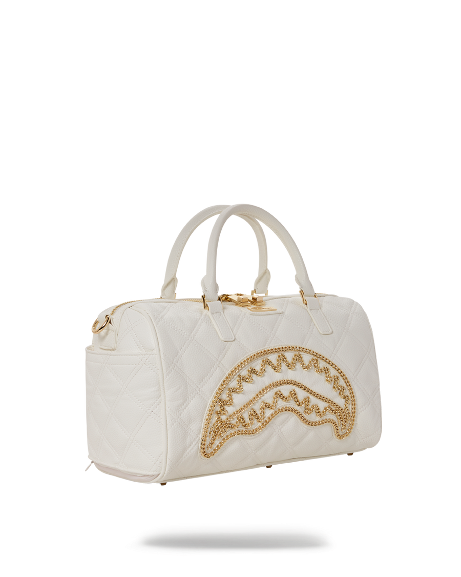 SPRAYGROUND® DUFFLE RIVIERA LE BLANC GOLD CHAIN SHARK MINI DUFFLE