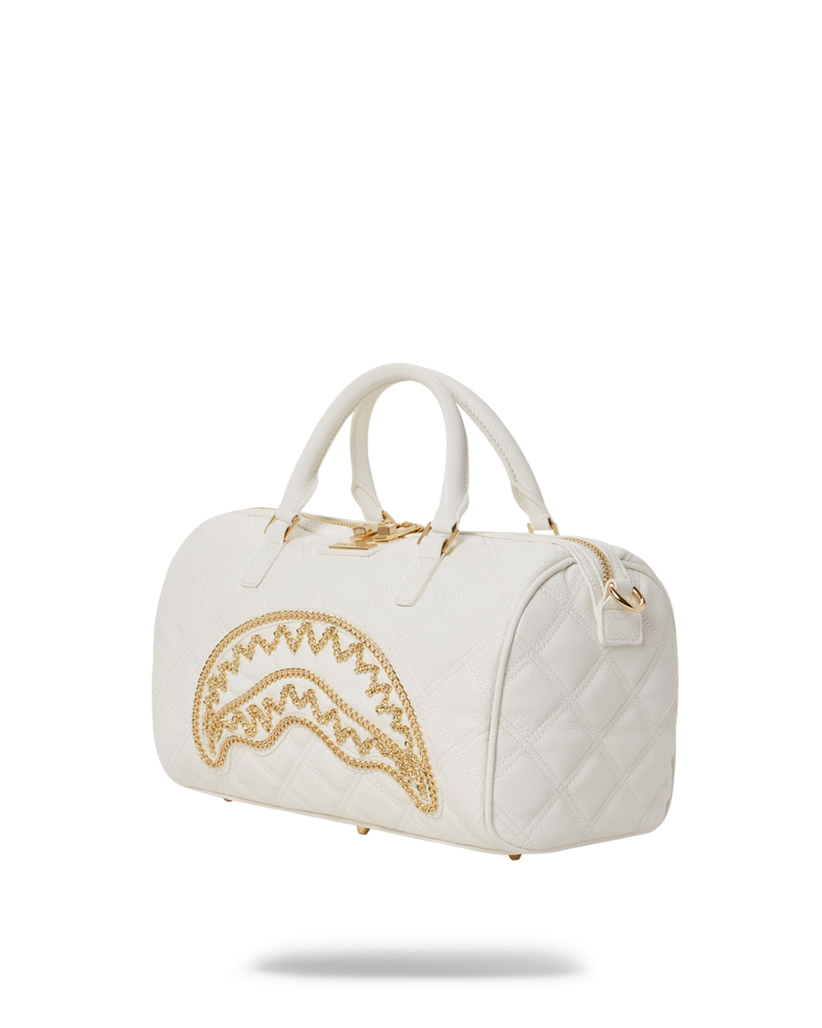 SPRAYGROUND® DUFFLE RIVIERA LE BLANC GOLD CHAIN SHARK MINI DUFFLE