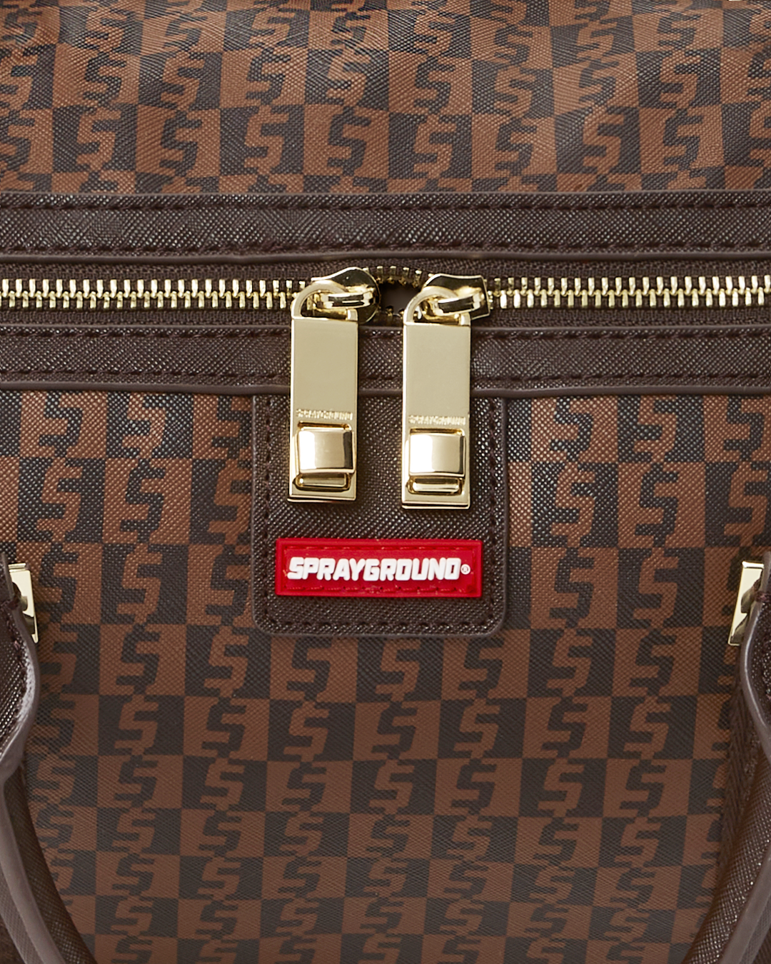 Sprayground Kid Money Checkered Duffle Bag - Brown