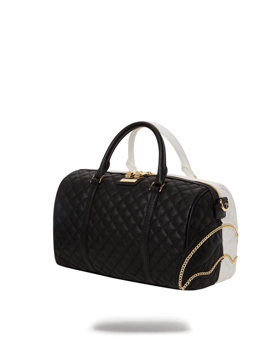 SPRAYGROUND® DUFFLE LEVELED UP SPLIT QUILT SHARK MINI DUFFLE