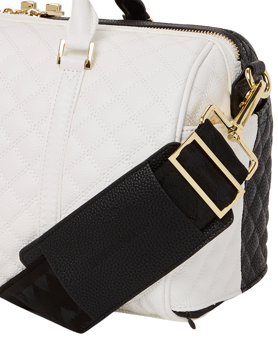 SPRAYGROUND® DUFFLE LEVELED UP SPLIT QUILT SHARK MINI DUFFLE