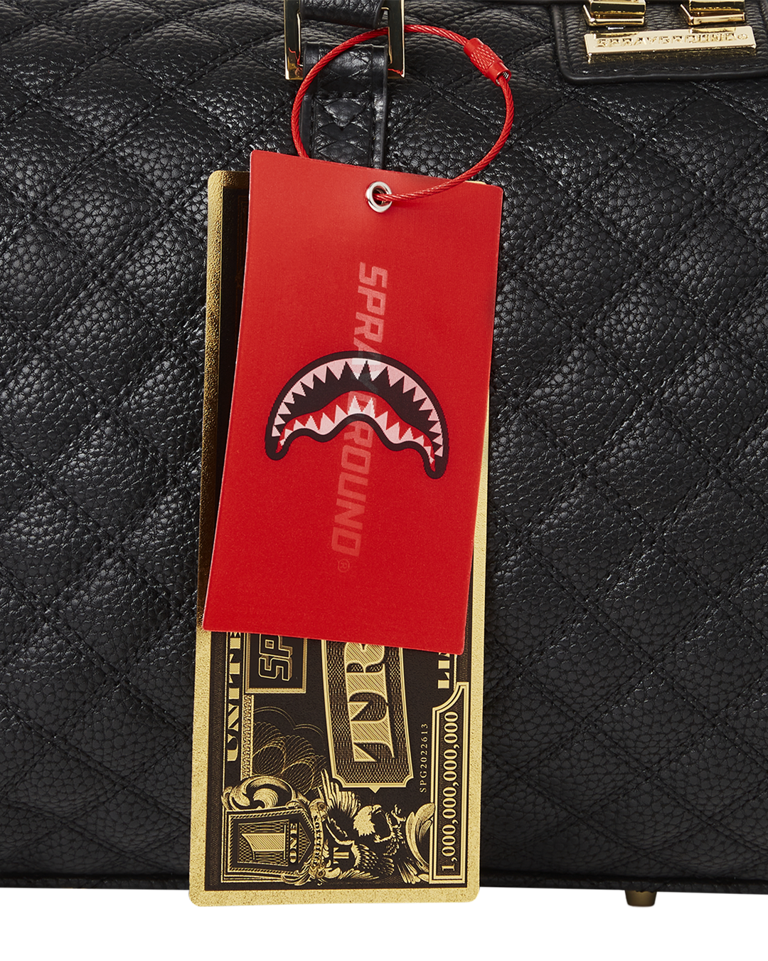SPRAYGROUND® DUFFLE LEVELED UP SPLIT QUILT SHARK MINI DUFFLE