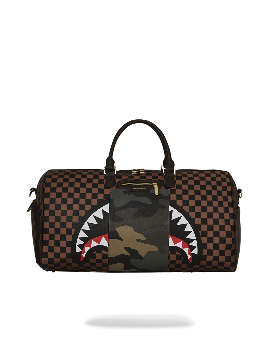 SPRAYGROUND® DUFFLE EXTERIOR GOLD ZIP POCKET SHARKS IN PARIS DUFFLE