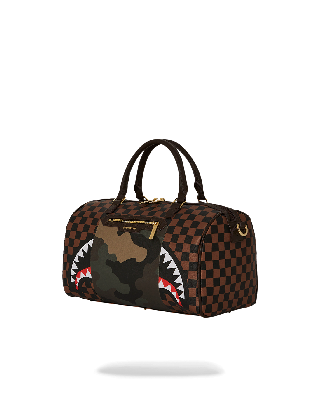 SPRAYGROUND® DUFFLE EXTERIOR GOLD ZIP POCKET SHARKS IN PARIS MINI DUFFLE