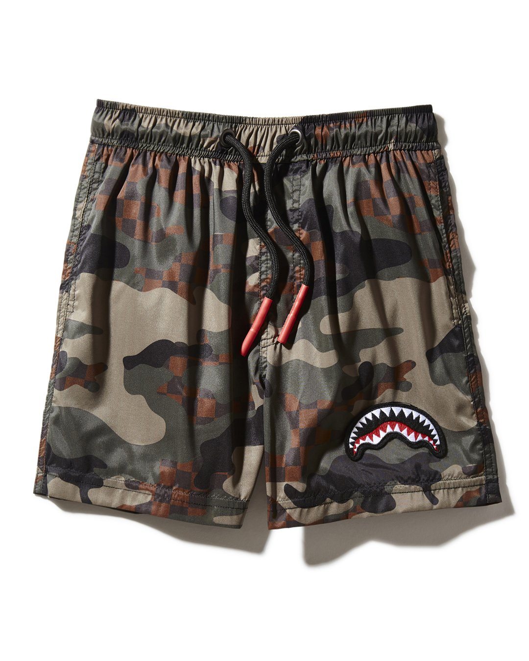 SPRAYGROUND® SWIM KIDS CAMO CHECKERED SWIM TRUNKS