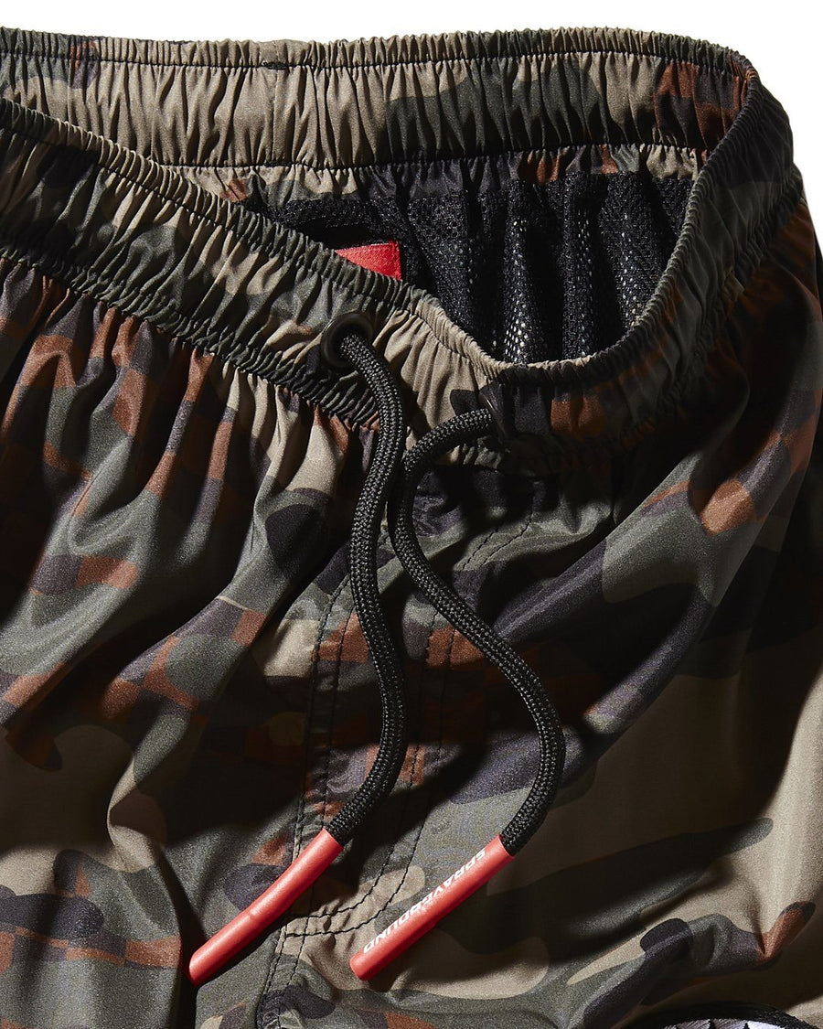 SPRAYGROUND® SWIM KIDS CAMO CHECKERED SWIM TRUNKS
