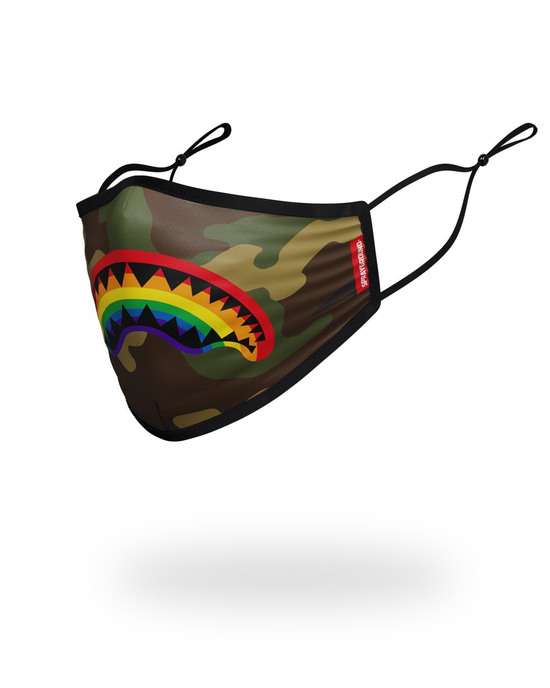 SPRAYGROUND® FASHION MASK ADULT RAINBOW SHARK FORM FITTING FACE MASK