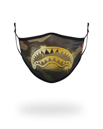 SPRAYGROUND® FASHION MASK ADULT CAMO GOLD SHARK FORM FITTING FACE MASK